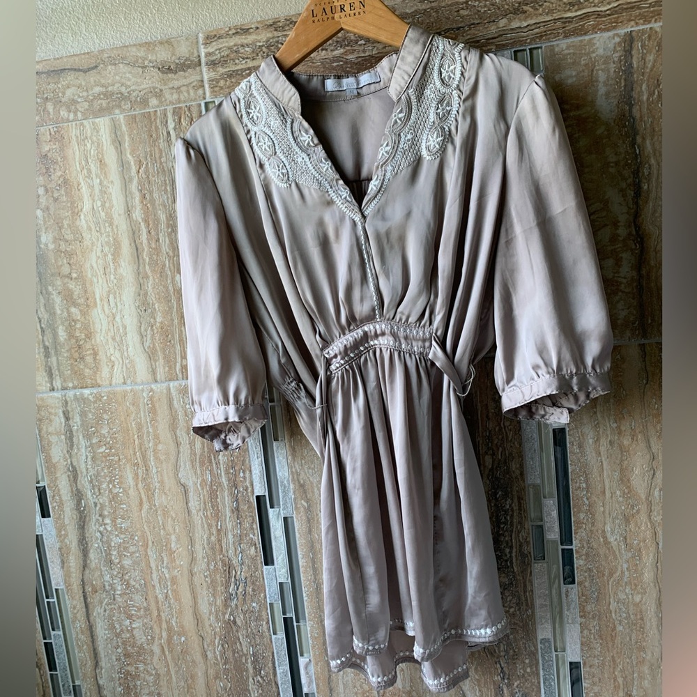 Champagne satin top size Med